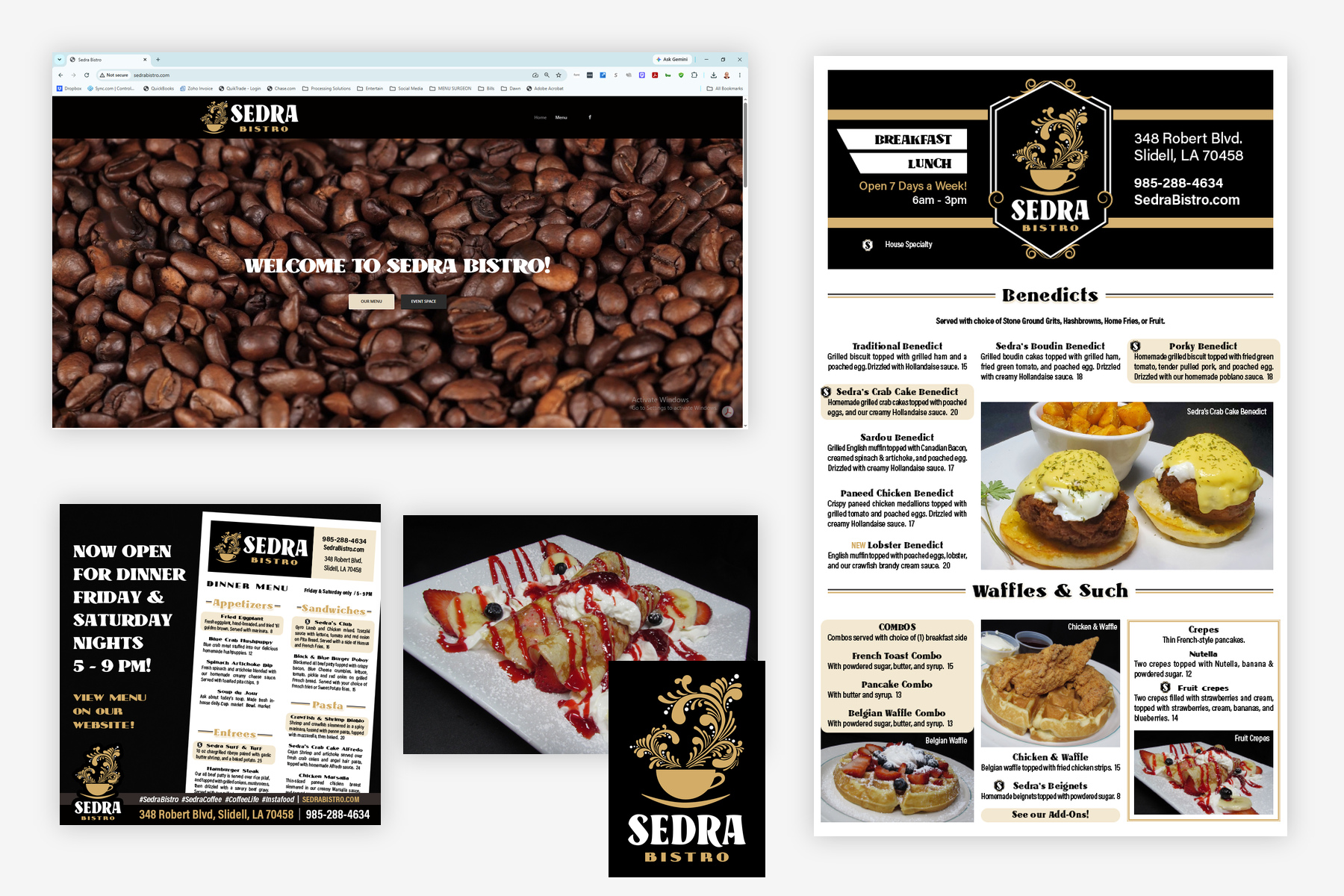 Sedra Bistro Restaurant Marketing Showcase Sedra Bistro restaurant marketing showcase featuring menu design, food photography, website design, logo design, and social media marketing by Menu Surgeon.